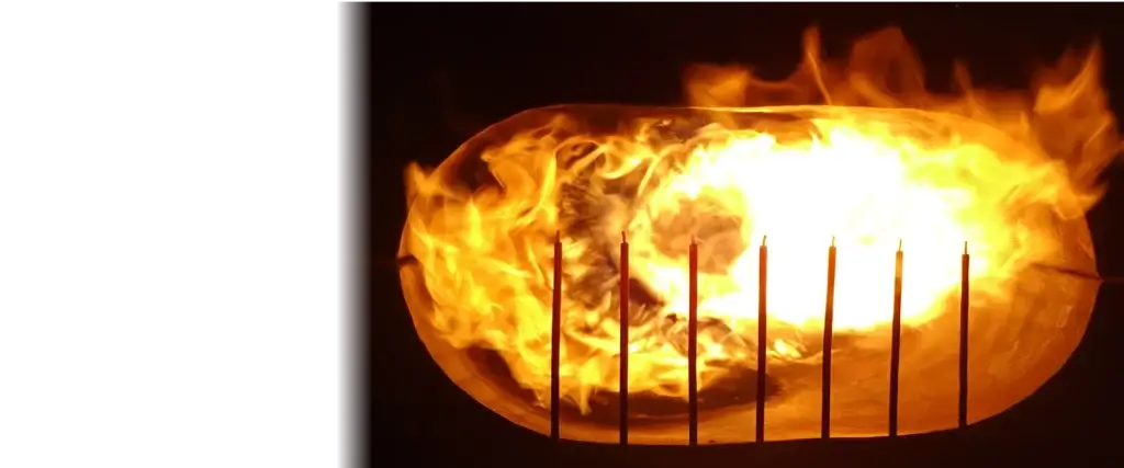FAA propulsion-grade kerosene burner flame calibrated using K-type thermocouples.