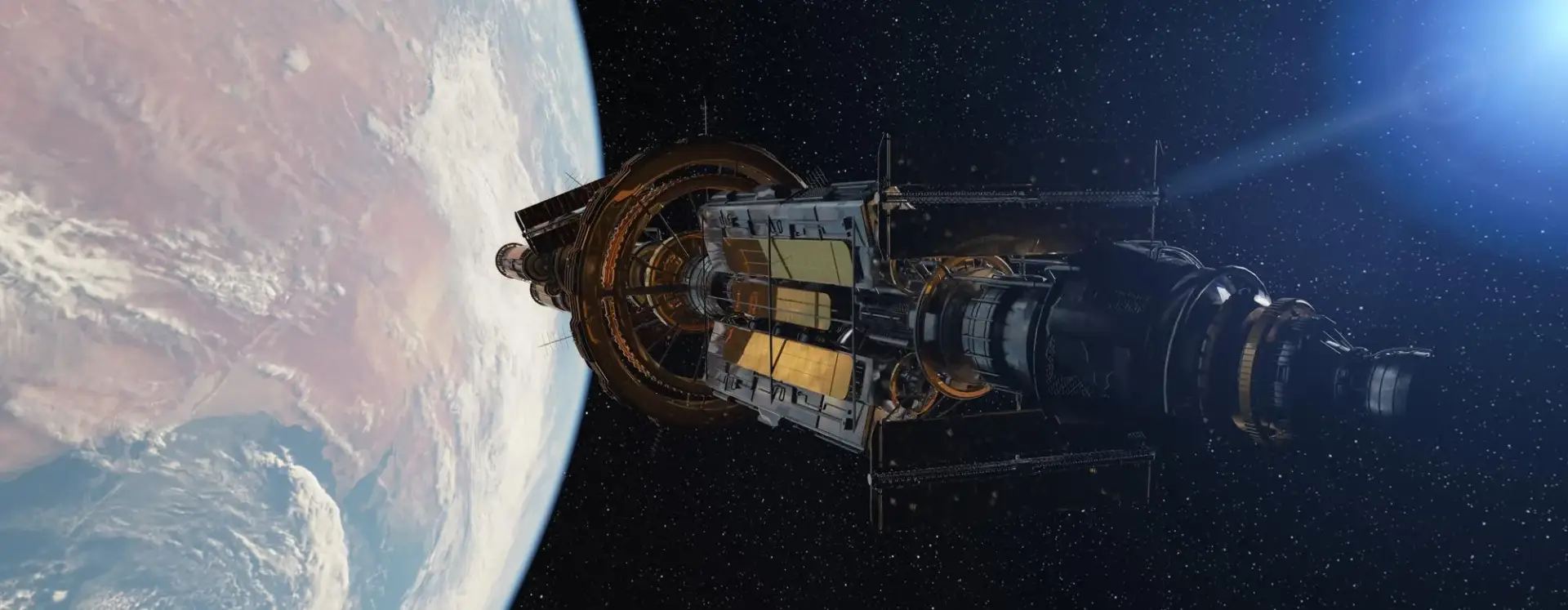 Satellite in orbit around Earth, representing space systems and technologies supported by Resonate Testing's testing services.